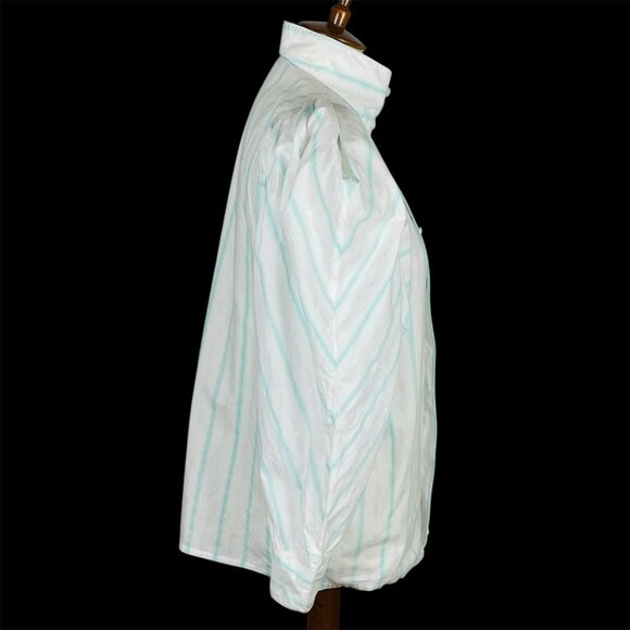 Vtg 80s Idioms Gibson Girl Statement Puff Sleeve Top Sz S High Neck Pastel - Picture 4 of 7